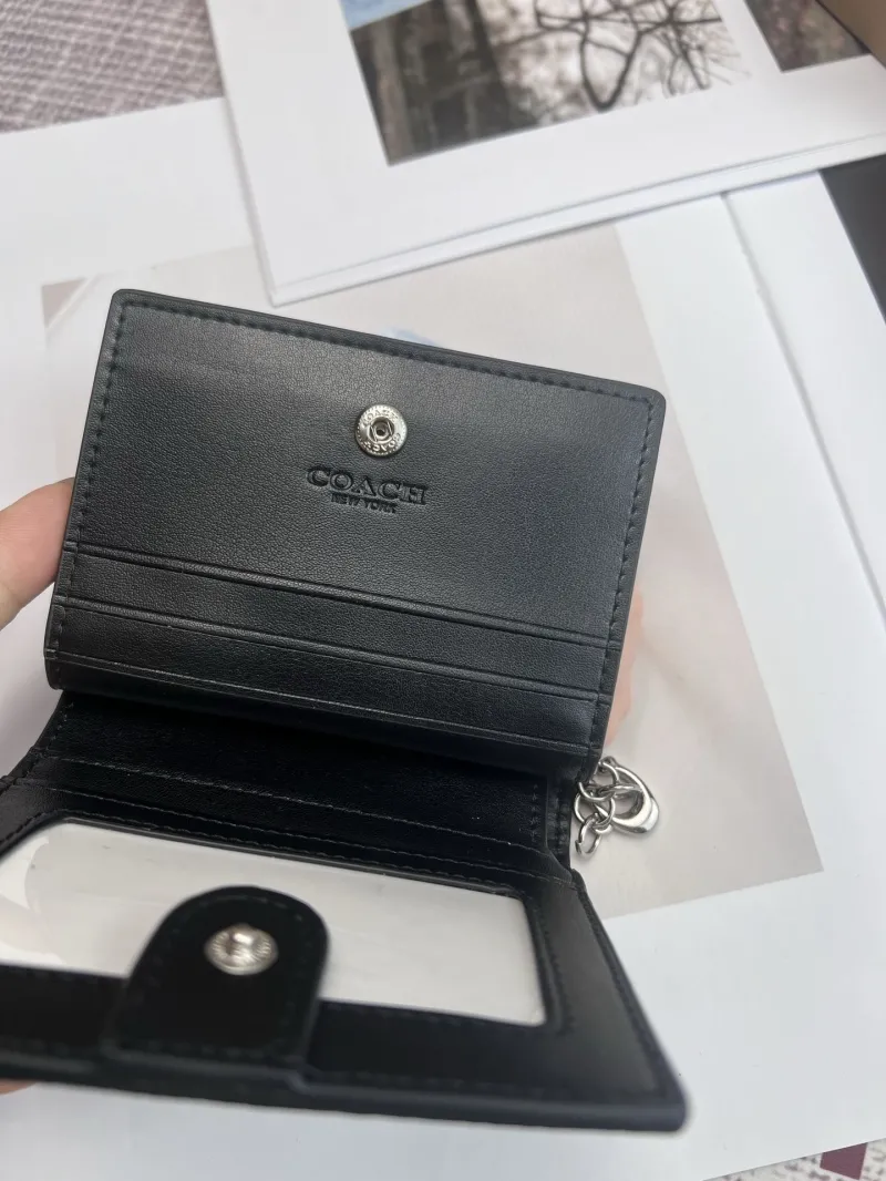 Coach Black Small Bifold Wallet With Dog Design - Image 7