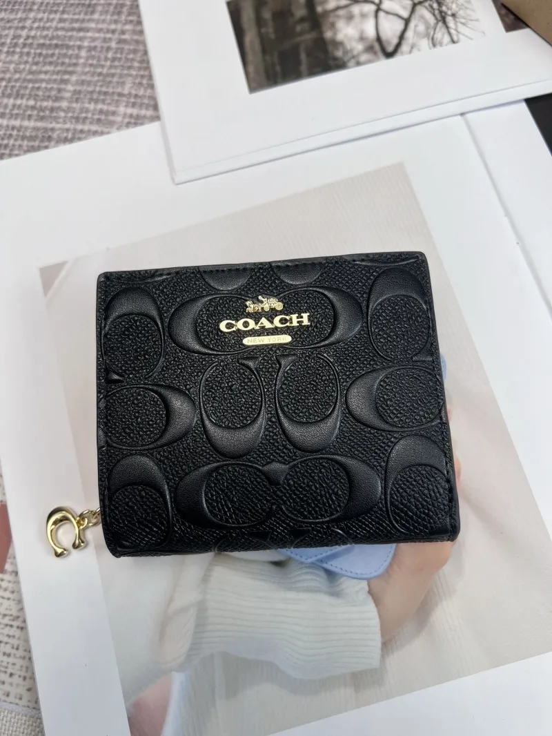 Coach Black Leather Small Bifold Wallet