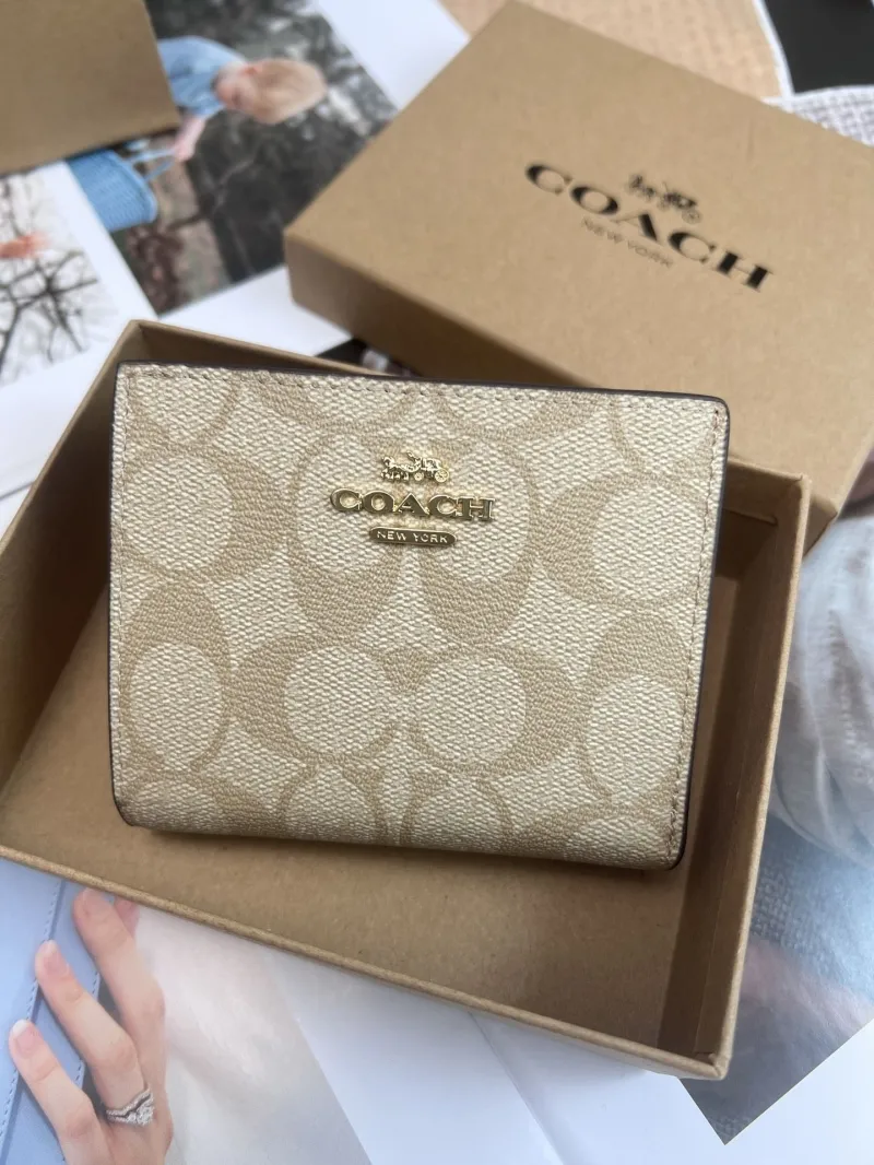 Coach Light Khaki Signature Compact Wallet - Image 3