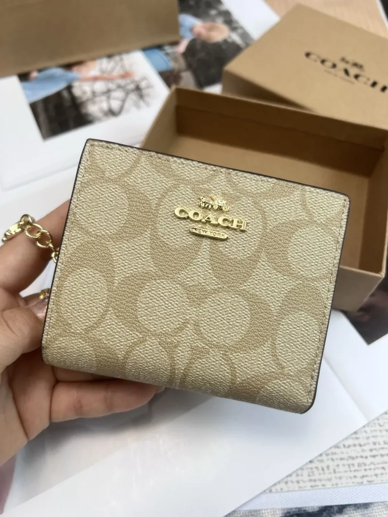 Coach Light Khaki Signature Compact Wallet - Image 4
