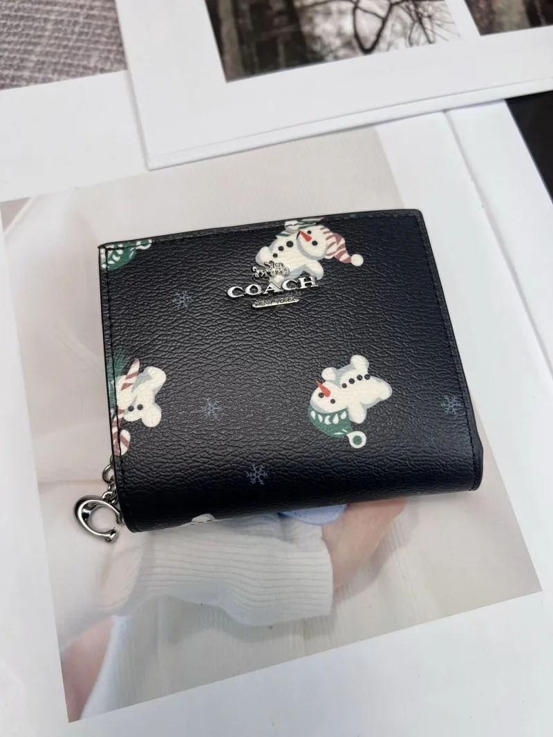 Coach Black Snowman Print Bifold Wallet