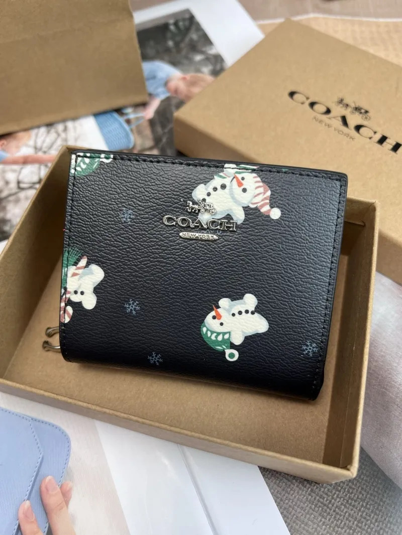 Coach Black Snowman Print Bifold Wallet - Image 3