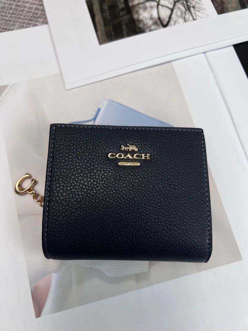 Coach Navy Leather Small Bifold Wallet