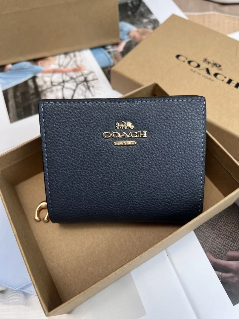 Coach Navy Leather Small Bifold Wallet - Image 3