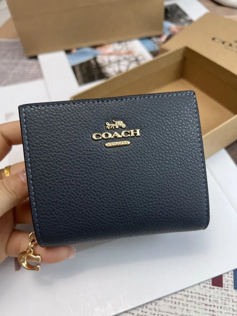 Coach Navy Leather Small Bifold Wallet - Image 4
