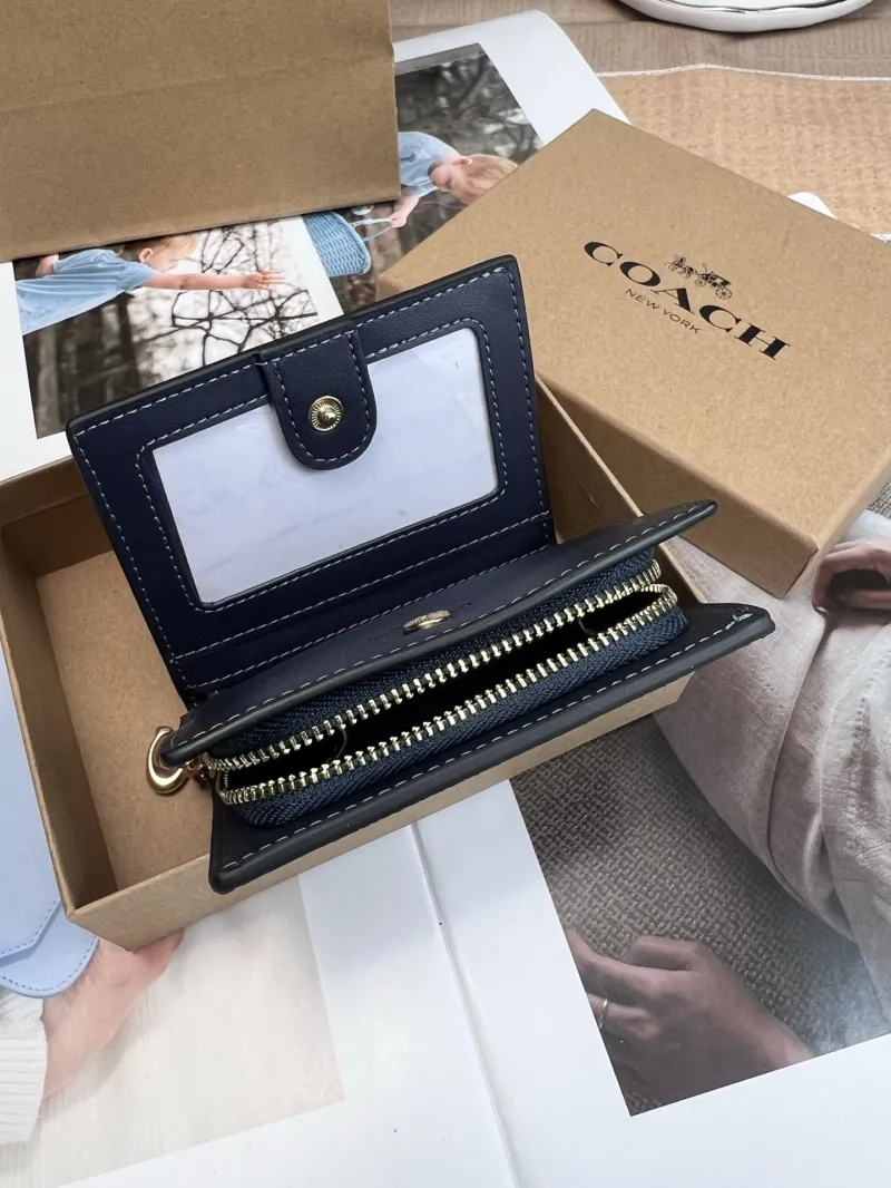 Coach Navy Leather Small Bifold Wallet - Image 6