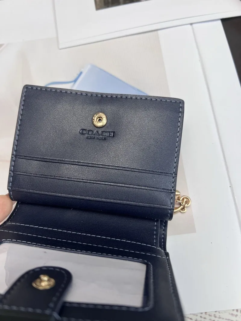 Coach Navy Leather Small Bifold Wallet - Image 7