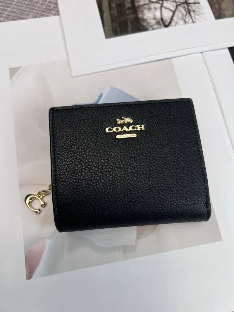 Coach Black Mini Leather Bifold Wallet
