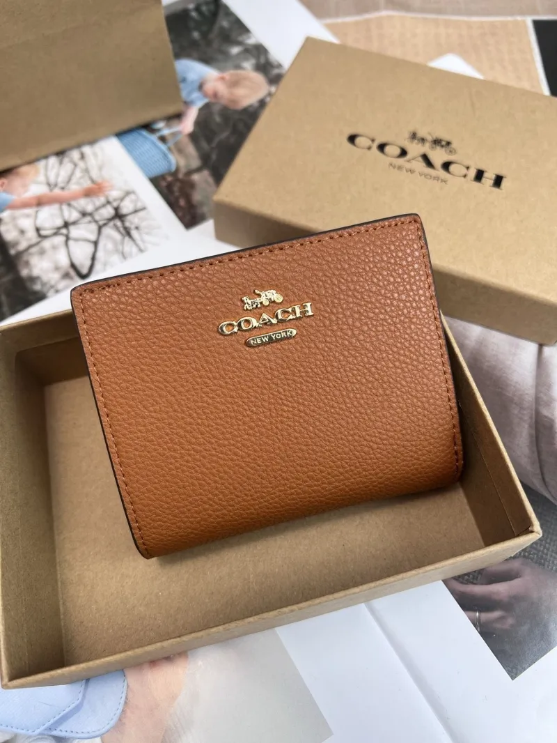Coach Brown Leather Compact Wallet - Image 3