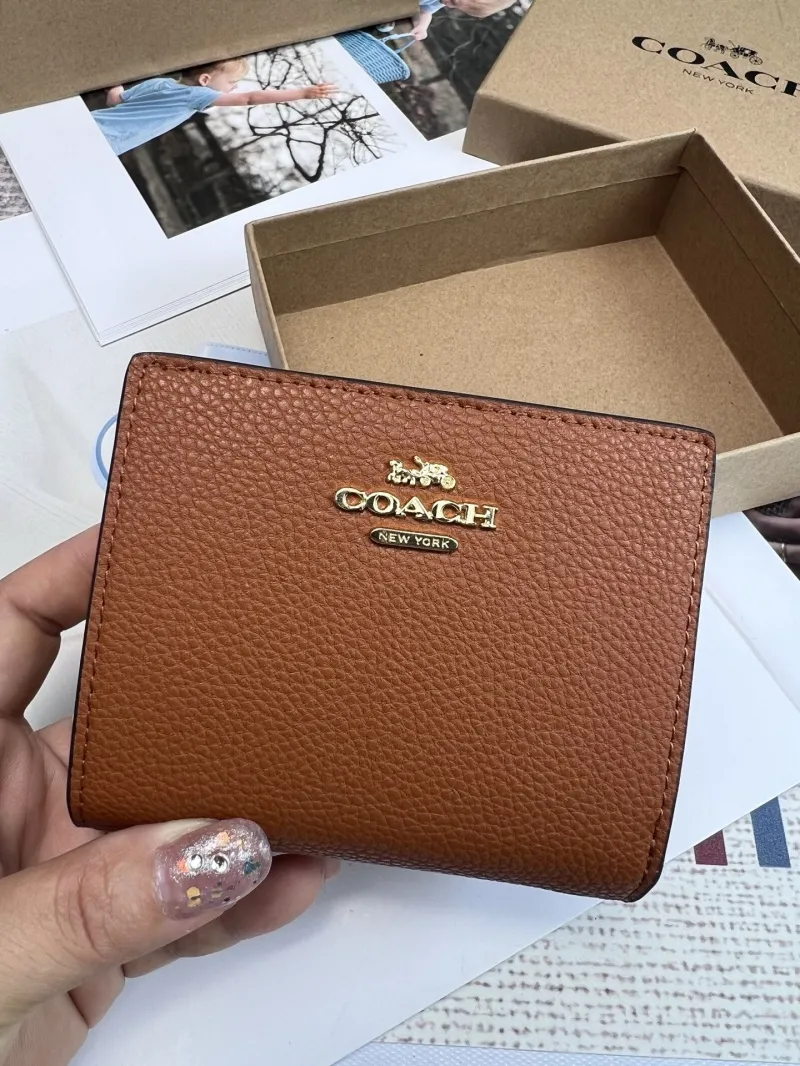 Coach Brown Leather Compact Wallet - Image 4