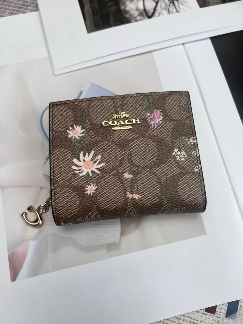 Coach Brown Floral Print Small Wallet 58
