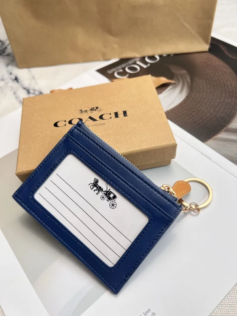 Alternative view of Coach Blue Denim Card Case Keychain Wallet