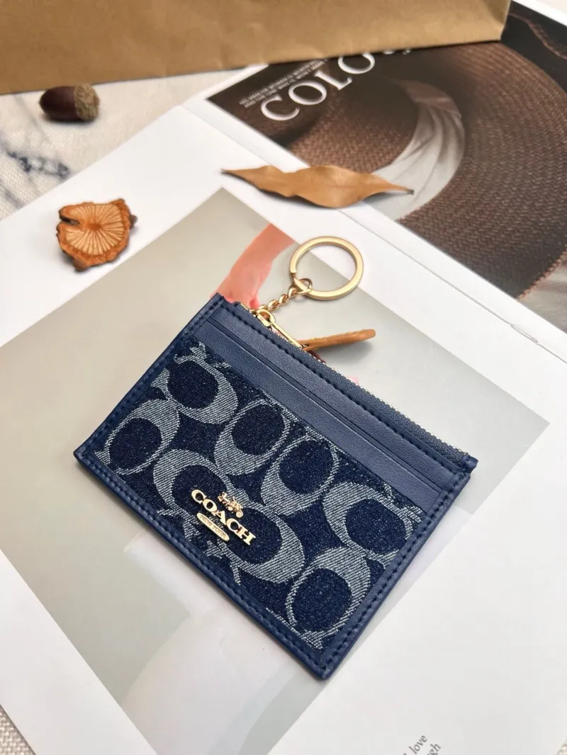 Coach Blue Denim Card Case Keychain Wallet - Image 4