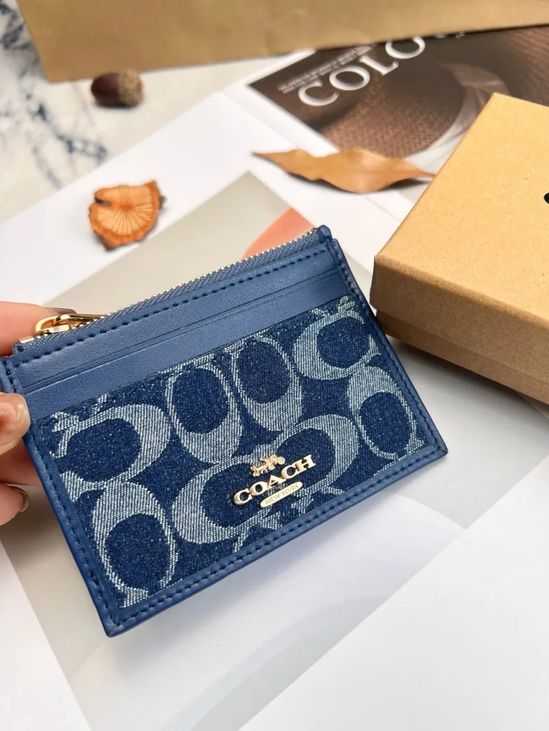 Coach Blue Denim Card Case Keychain Wallet - Image 5