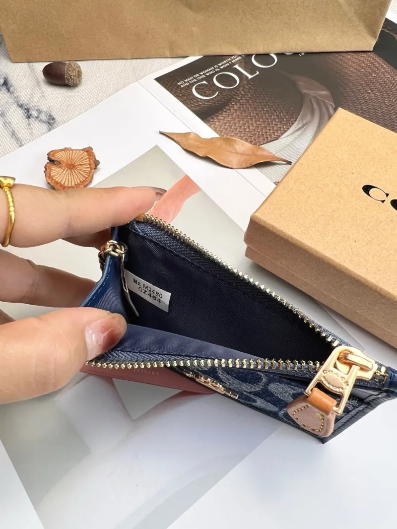 Coach Blue Denim Card Case Keychain Wallet - Image 6
