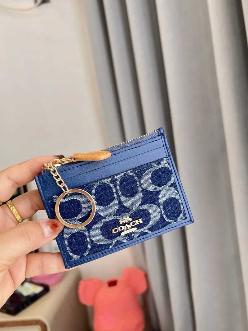 Coach Blue Denim Card Case Keychain Wallet - Image 8