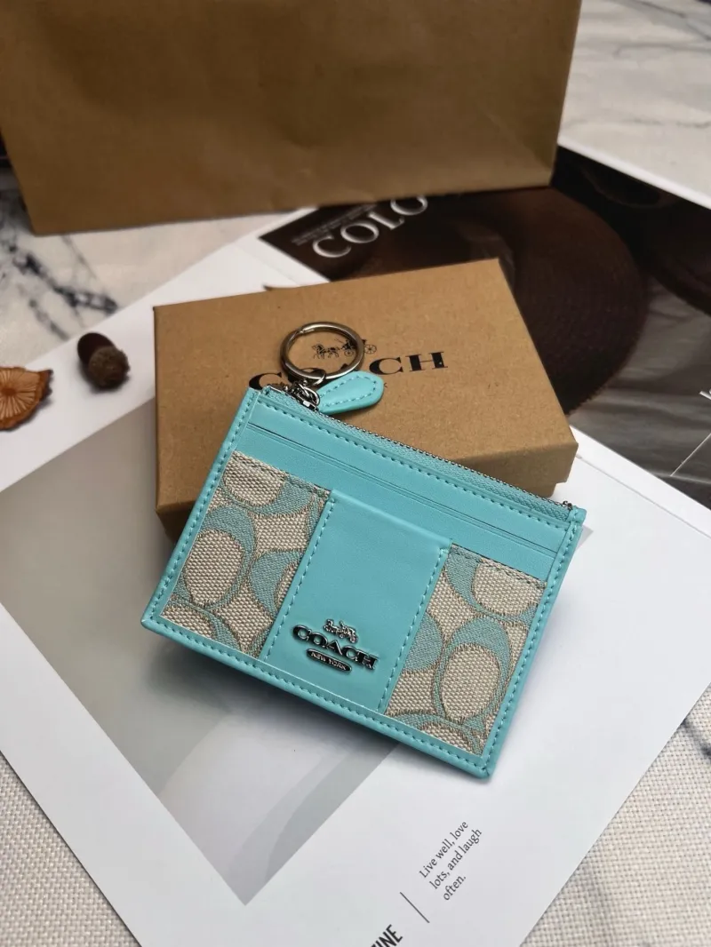 Coach Turquoise Keychain Card Holder Wallet