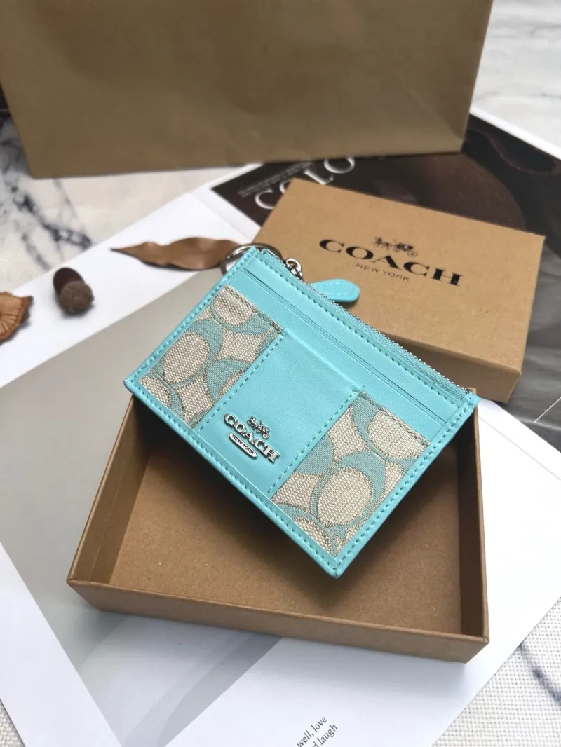 Coach Turquoise Keychain Card Holder Wallet - Image 3