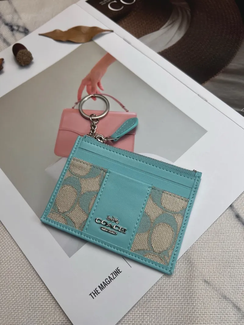 Coach Turquoise Keychain Card Holder Wallet - Image 4