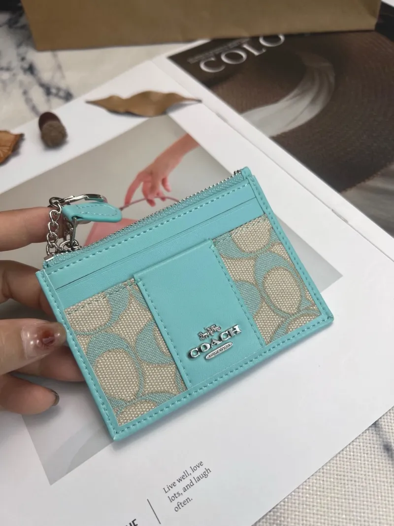 Coach Turquoise Keychain Card Holder Wallet - Image 5