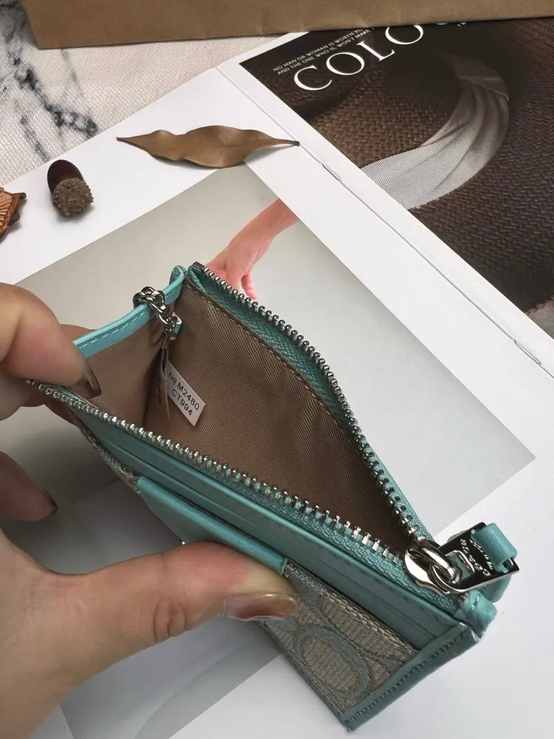 Coach Turquoise Keychain Card Holder Wallet - Image 6