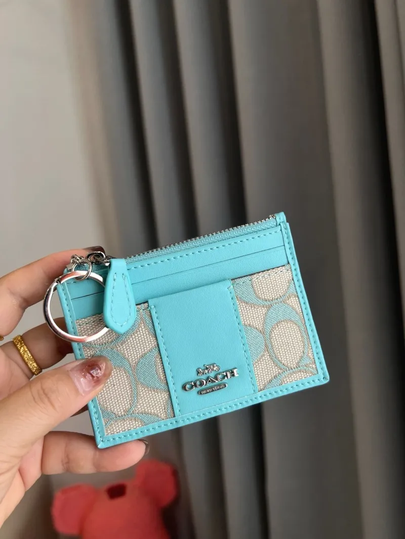 Coach Turquoise Keychain Card Holder Wallet - Image 8