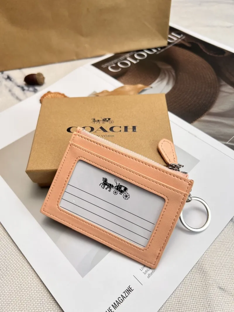 Alternative view of Coach Light Pink Signature Card Holder Keychain Wallet