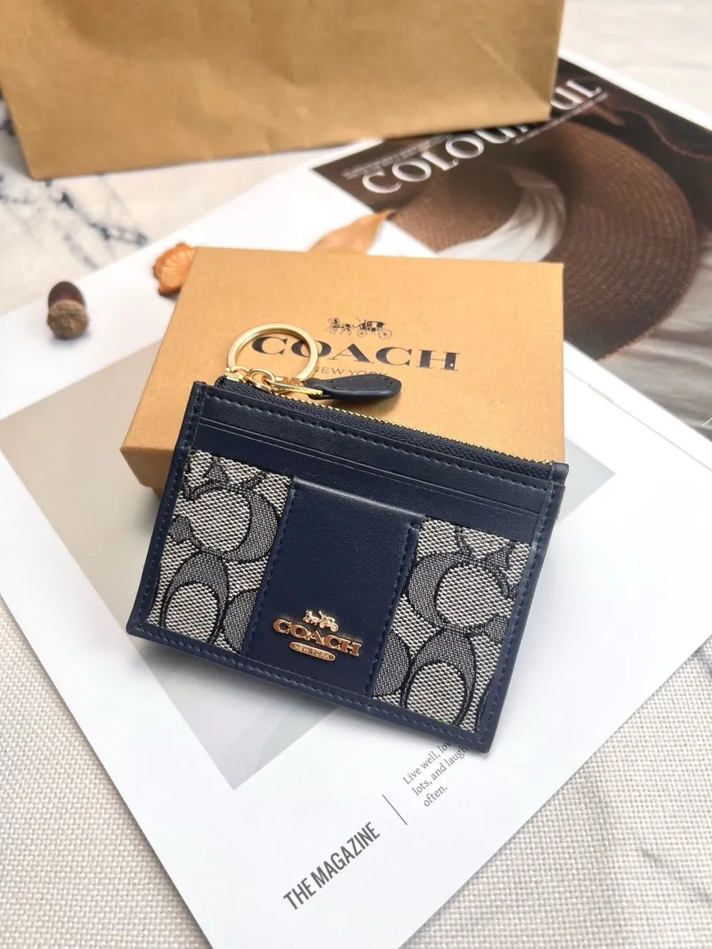 Coach Navy Keychain Card Case Wallet