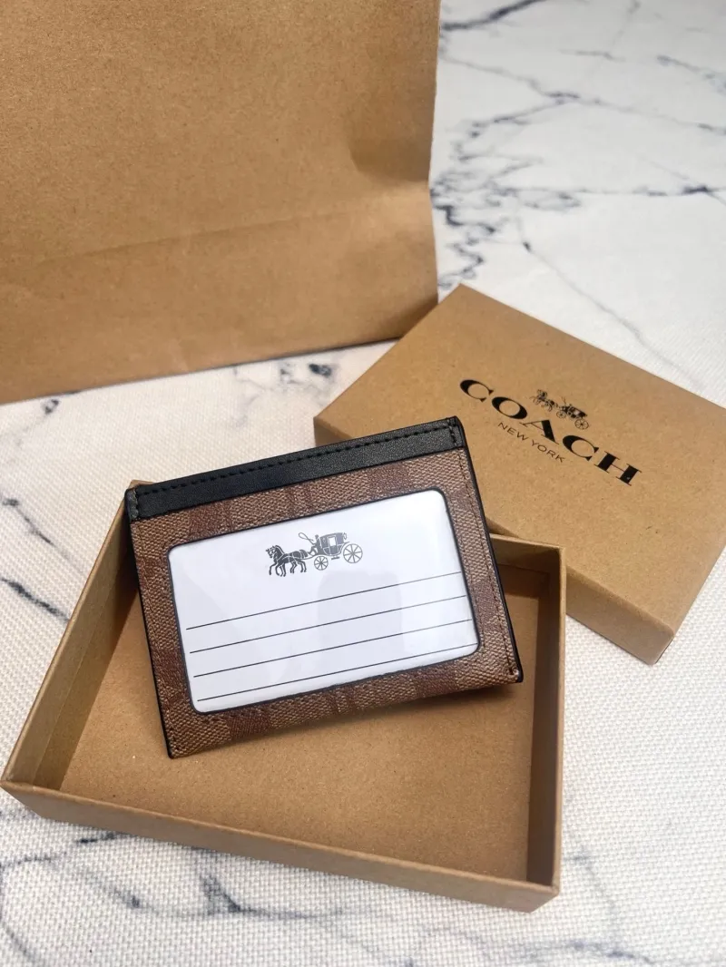 Alternative view of Coach New York Signature Card Holder Brown Black