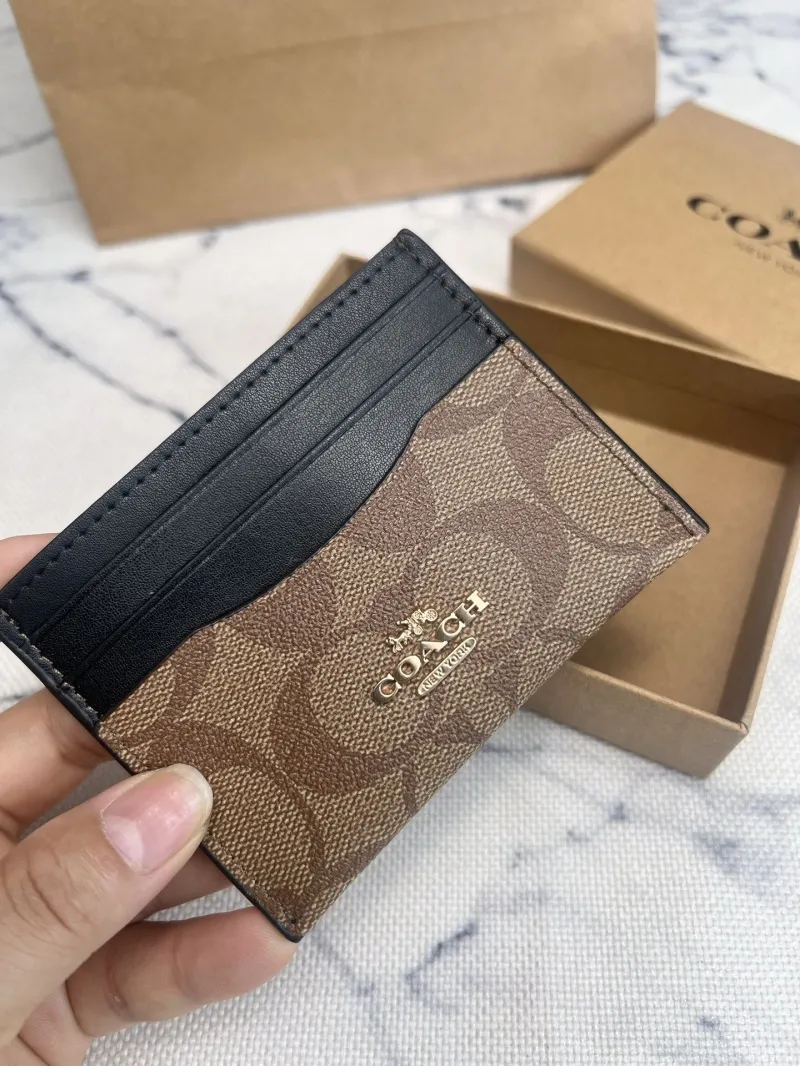 Coach New York Signature Card Holder Brown Black - Image 3