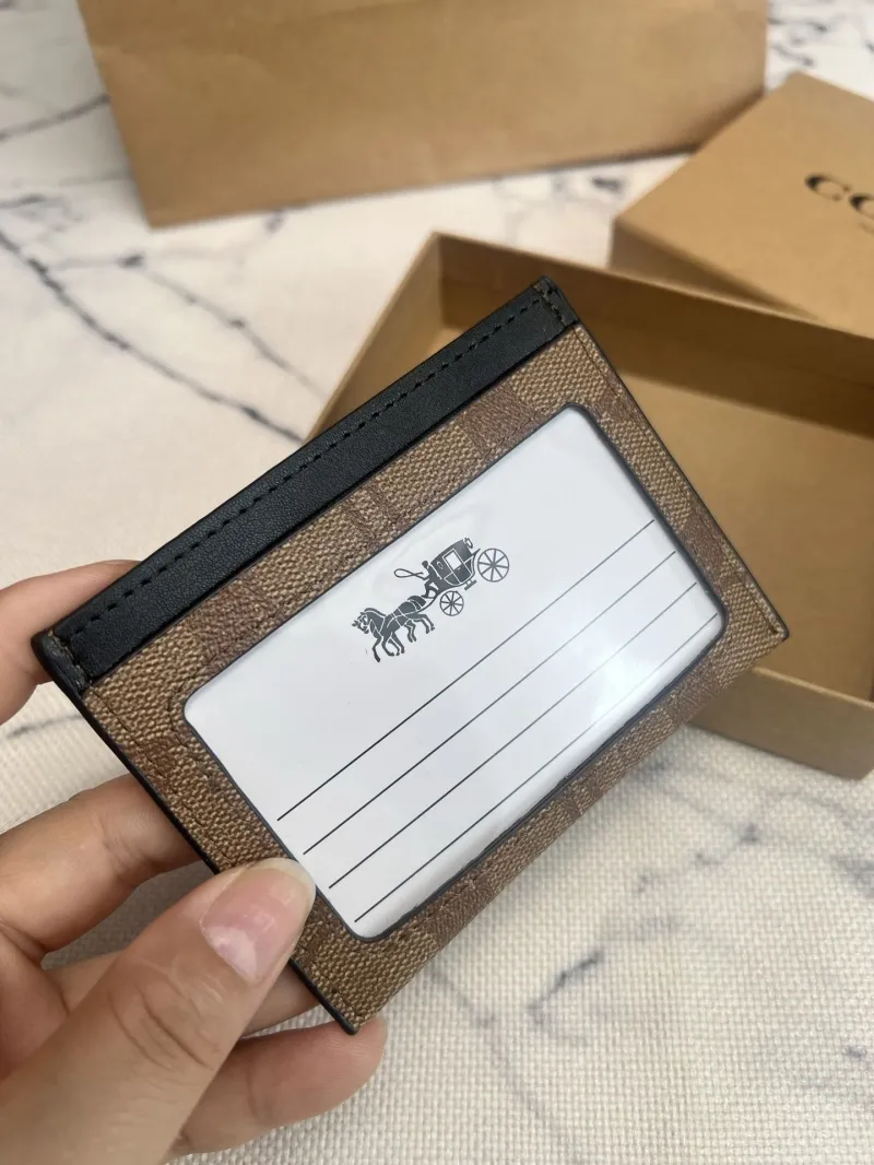 Coach New York Signature Card Holder Brown Black - Image 4