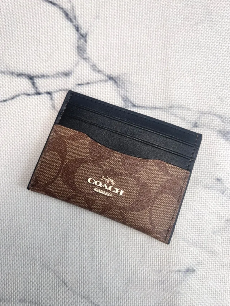 Coach New York Signature Card Holder Brown Black - Image 5