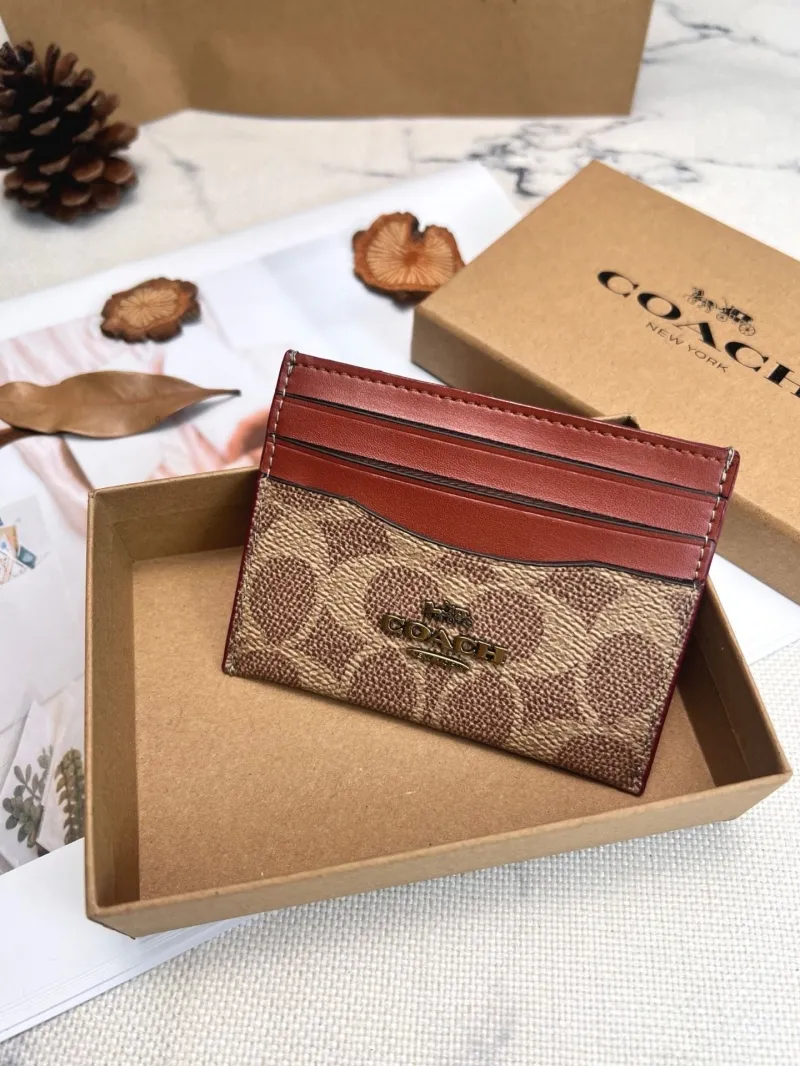 Coach Brown Signature Canvas Card Holder