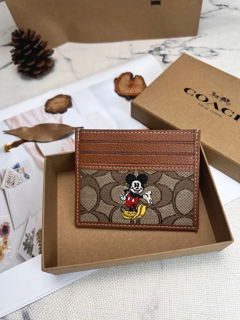 Coach Disney Mickey Mouse Brown Card Holder