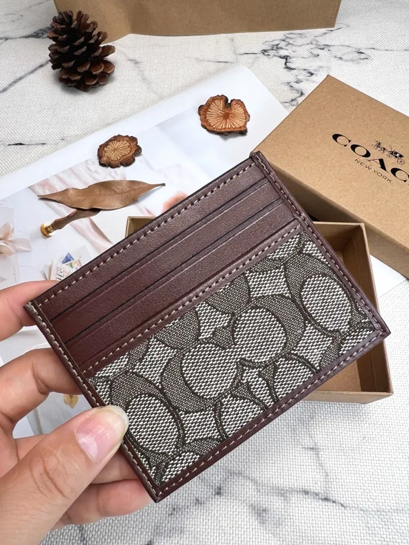 Coach Brown Signature Canvas Card Holder 73 - Image 3