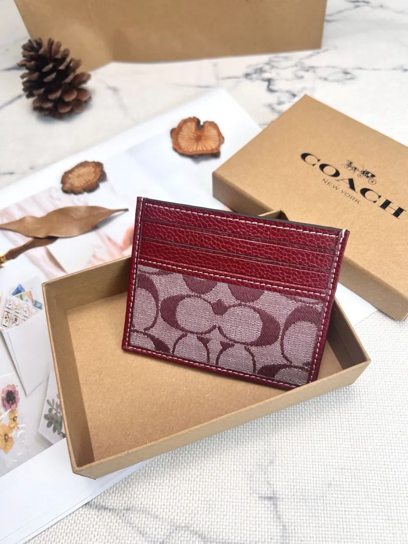 Coach Burgundy Card Holder Wallet