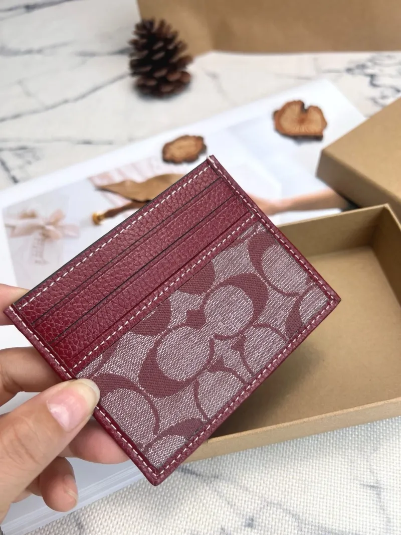 Coach Burgundy Card Holder Wallet - Image 3