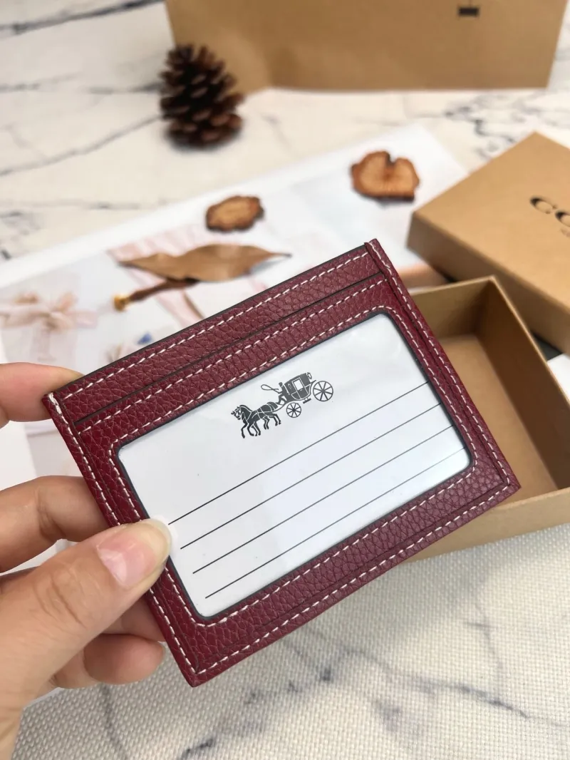 Coach Burgundy Card Holder Wallet - Image 4