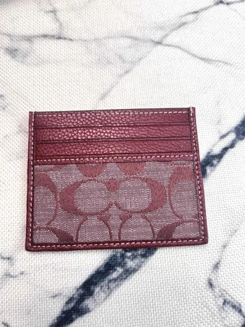 Coach Burgundy Card Holder Wallet - Image 5