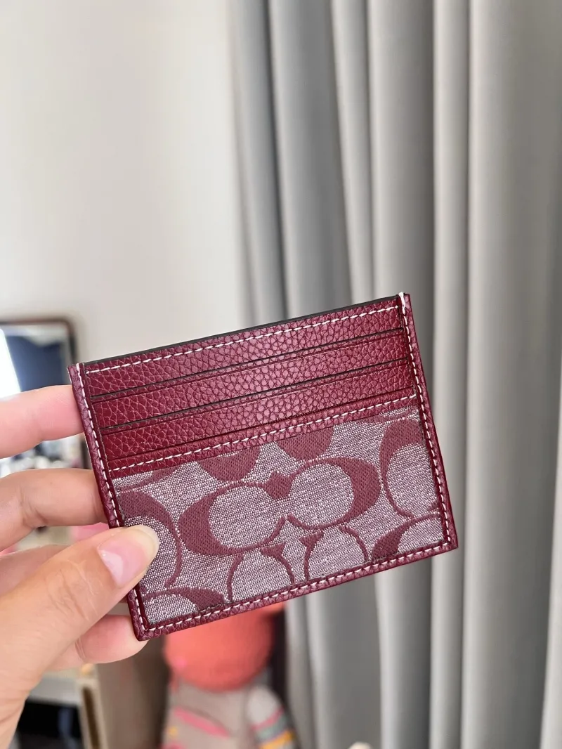 Coach Burgundy Card Holder Wallet - Image 6