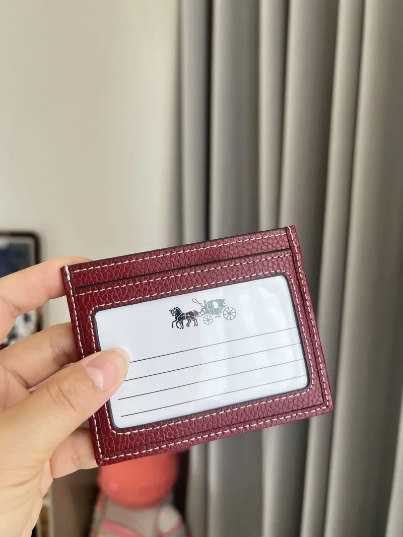 Coach Burgundy Card Holder Wallet - Image 7