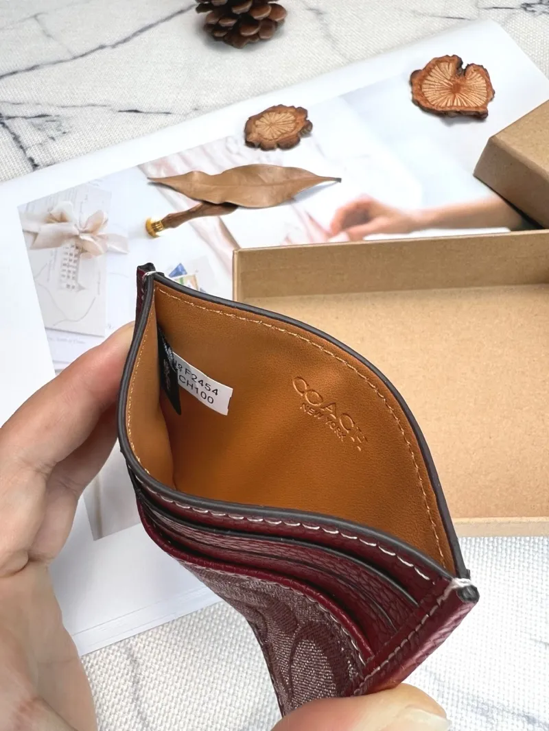Coach Burgundy Card Holder Wallet - Image 8