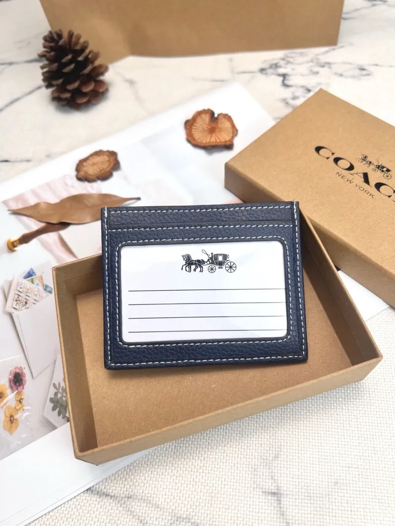 Alternative view of Coach Navy Leather Card Holder Wallet