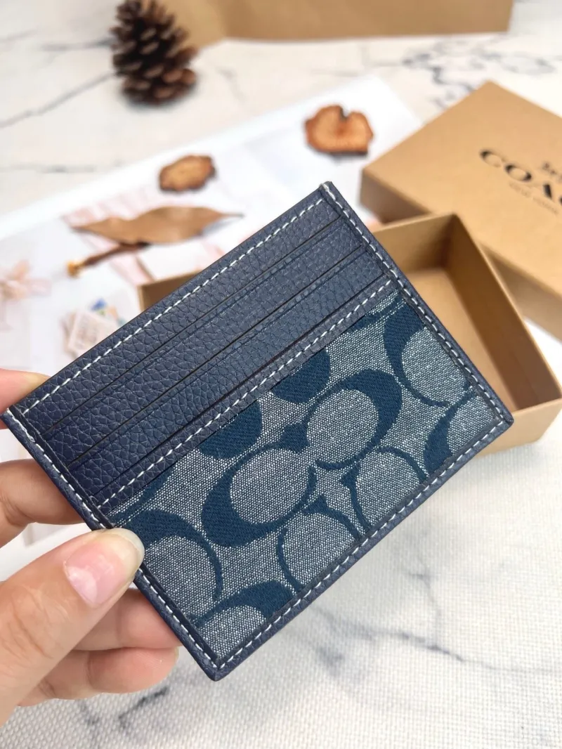 Coach Navy Leather Card Holder Wallet - Image 3