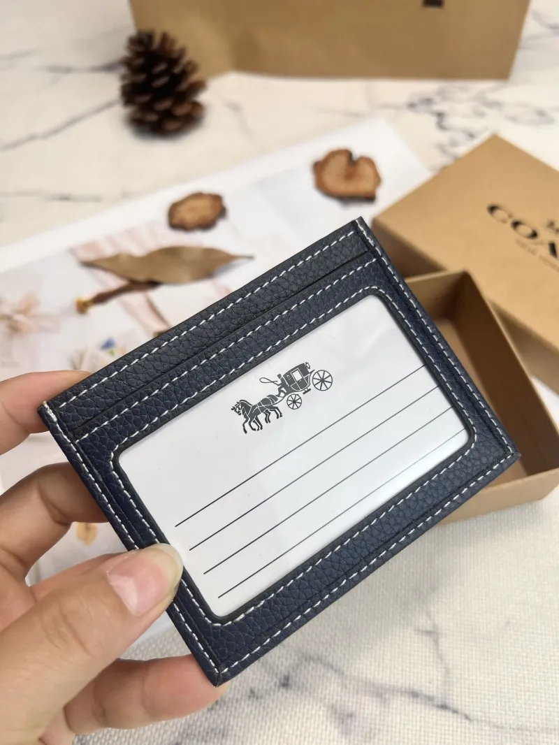 Coach Navy Leather Card Holder Wallet - Image 4