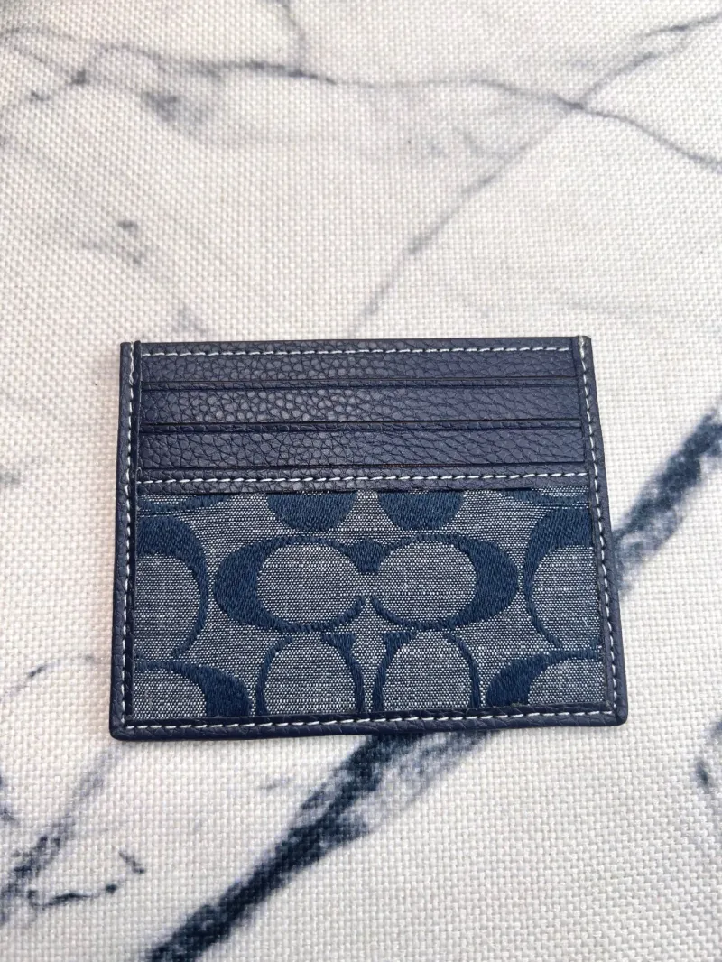 Coach Navy Leather Card Holder Wallet - Image 5