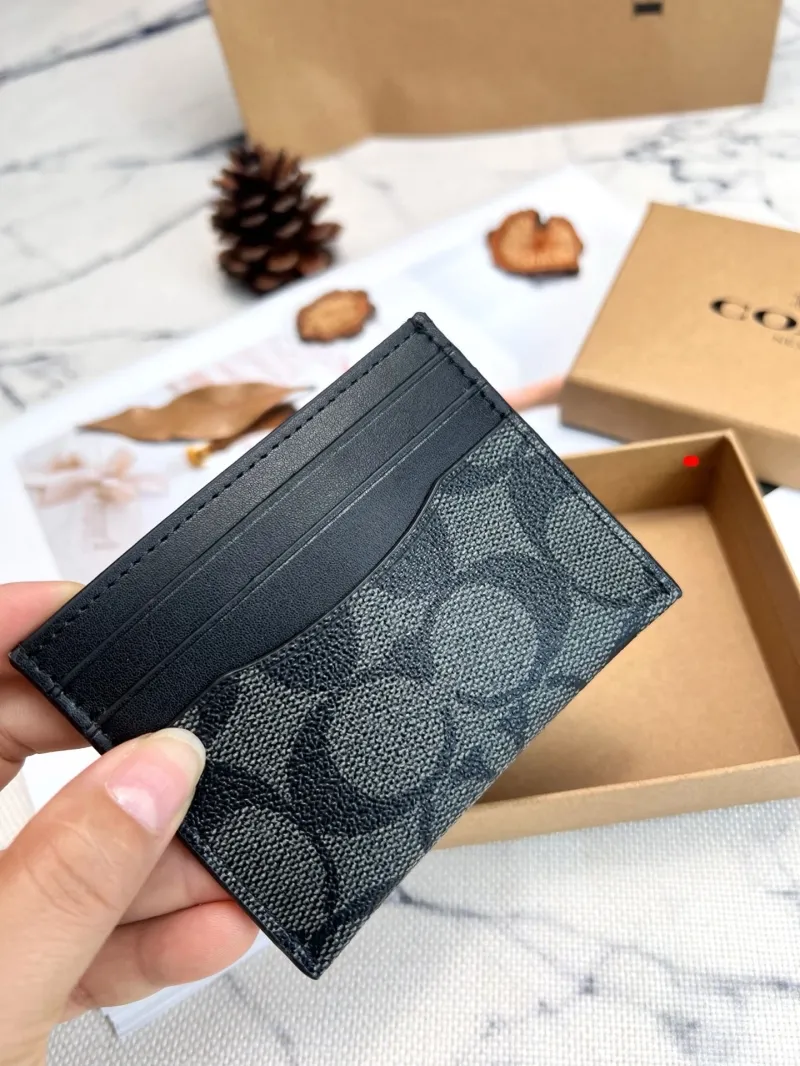 Coach Signature Slim Card Holder Black Gray - Image 3
