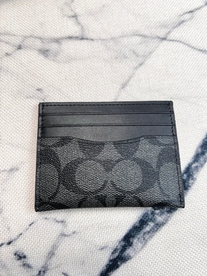 Coach Signature Slim Card Holder Black Gray - Image 5