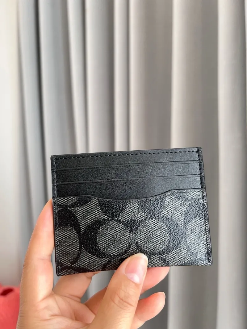 Coach Signature Slim Card Holder Black Gray - Image 6
