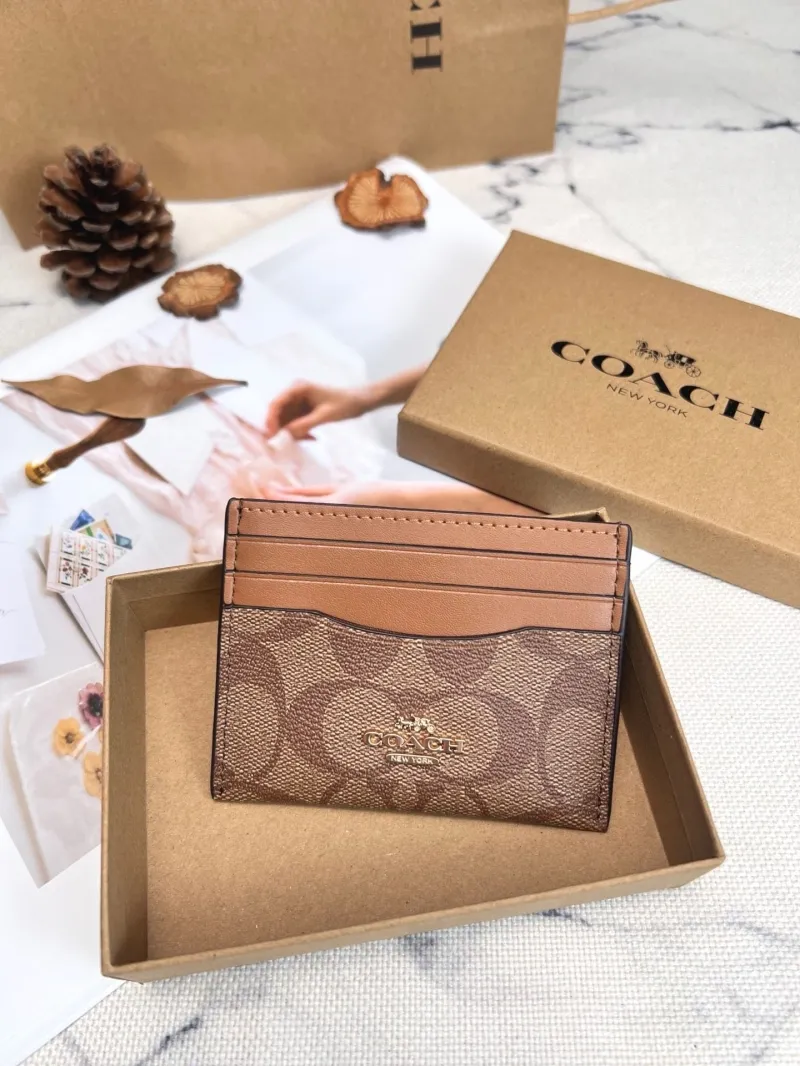 Coach Brown Signature Card Holder